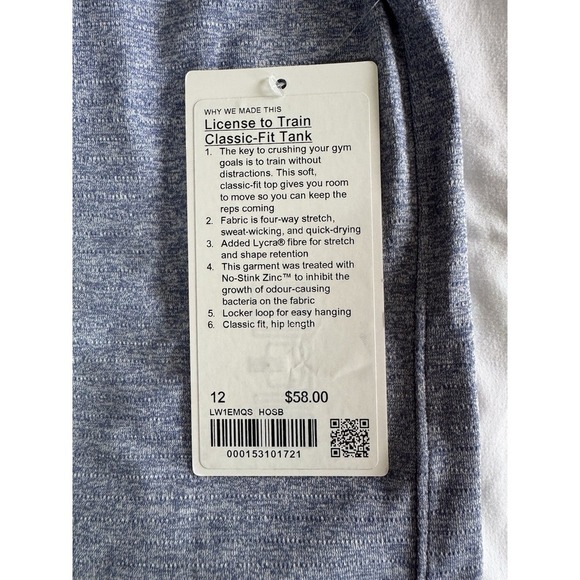 Lululemon Women's License to Train Classic-Fit Tank Top Size 12 LWIEMQS Blue NWT - Picture 4 of 9